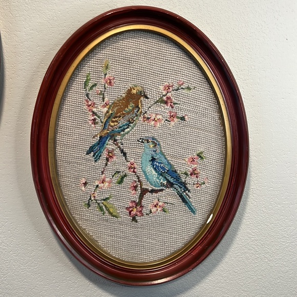 Vtg Framed Cross-Stitched Birds - Picture 5 of 11